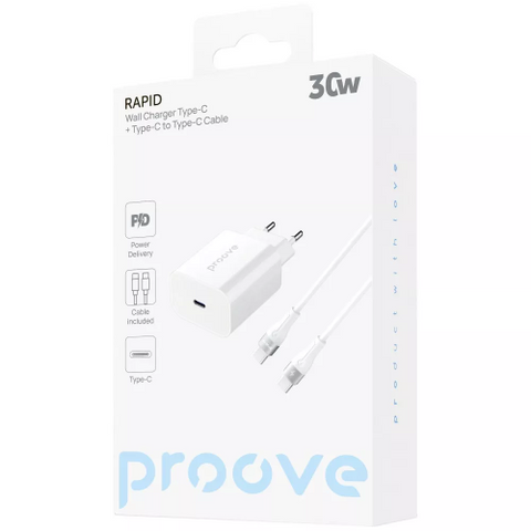 МЗП Proove Rapid 30W (Type-C) + Кабель Type-C to Type-C (white) WCRP30012202 144654 фото