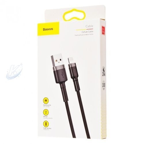 Кабель Baseus Cafule Cable Lightning 2.4A 1m Gray/Black (CALKLF-BG1) 000349 фото