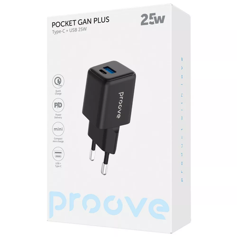 МЗП Proove Pocket GaN Plus 25W (Type-C + USB) (black) WCPG25111201 032899 фото