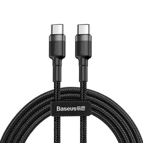 Кабель Baseus Cafule PD2.0 60W Type-C to Type-C 3A 1m Grey/Black (CATKLF-GG1) 029420 фото