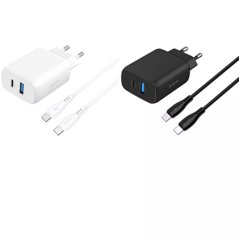 МЗП Proove Silicone Power 2 30W (Type-C + USB) + КабельType-C to Type-C (1m) (White/Black) WCSP23011002 144146 фото