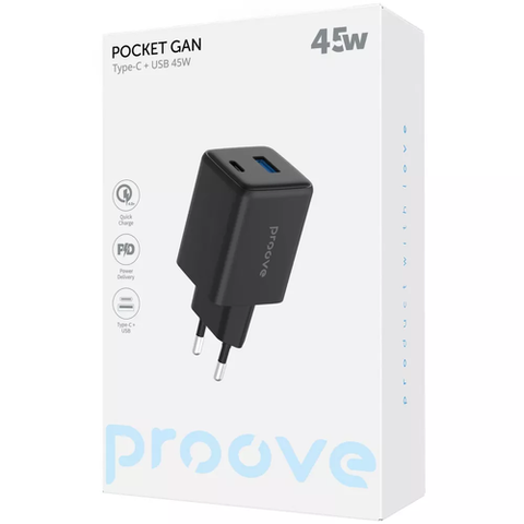 МЗП Proove Pocket GaN 45W (Type-C + USB) (Black) WCPG45110002 143863 фото