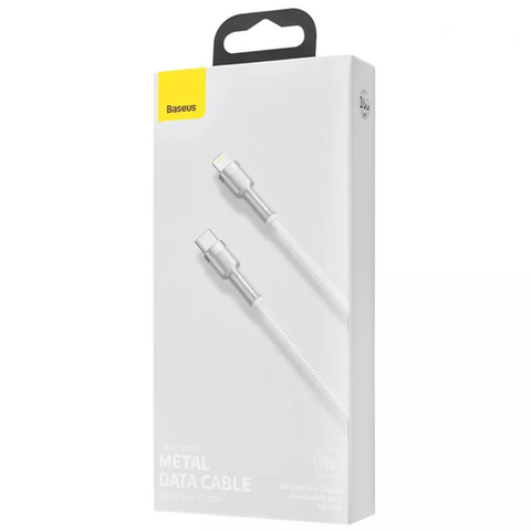 Кабель Baseus Cafule Metal Type-C to Lightning PD 20W (1m) (white) CATLJK-A02 032871 фото