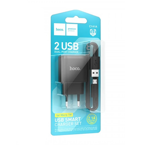 МЗП Hoco C141A 2.4A (2USB) + cable micro black 029968 фото