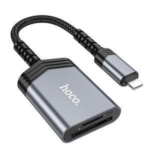 Кардридер (перехідник) HOCO UA25 2-in-1 Card reader Lightning Grey (6942007608855) 144973 фото