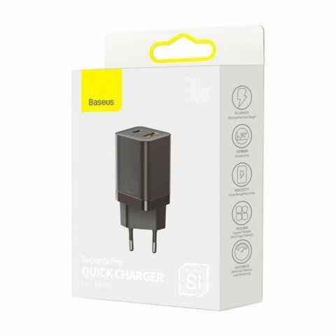 Мережевий зарядний пристрій Baseus Super Si Pro C+U 30W Black (CCSUPP-E01) 144457 фото